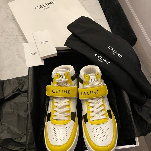 CELINE 🖤 Leather Velcro High Top Sneakers - Men’s Size 41 / Women’s Size 9 - Picture 5 of 13